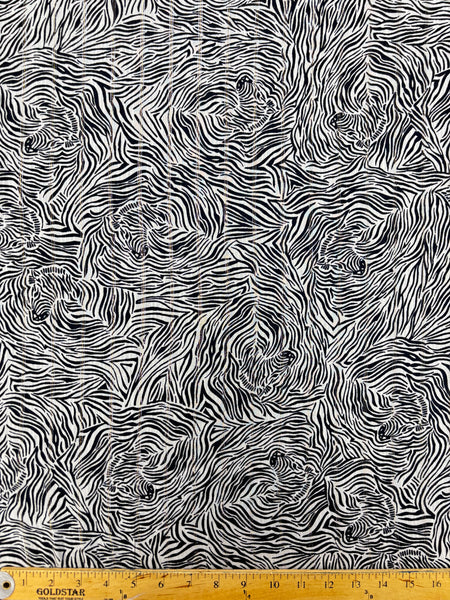 REF-109 ZEBRA PRINT VISCOSE LUREX CHALLIS. ITALY. A CUT OF 3-1/2 YARDS.