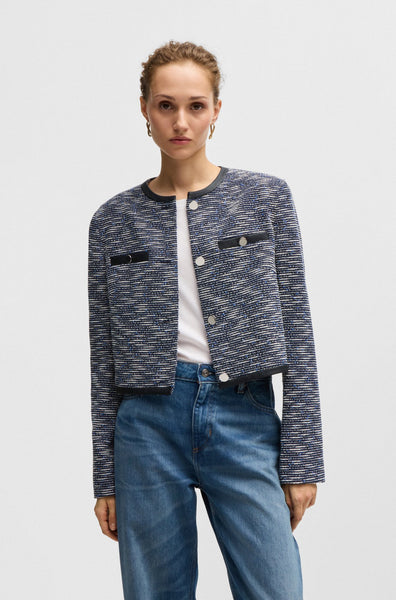 MB-9157W DESIGNER PEARL-STRAND DESIGN STRETCH BOUCLE JACQUARD. HUGO BOSS. ITALY