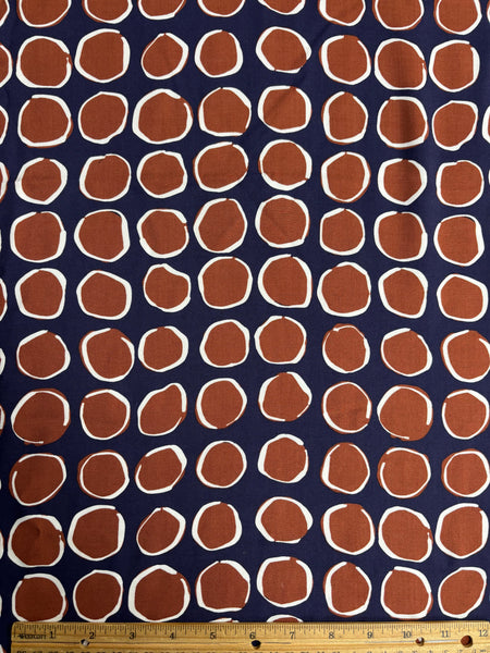 REF-113 DOTTED PRINT VISCOSE CHALLIS. ITALY. A CUT OF 4 YARDS.