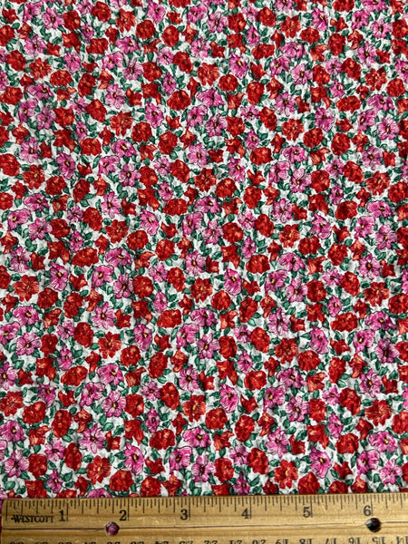 REF-117 LIBERTY FLORAL PRINT STRETCH COTTON SEERSUCKER. ITALY. A CUT OF 7/8 OF A YARD.