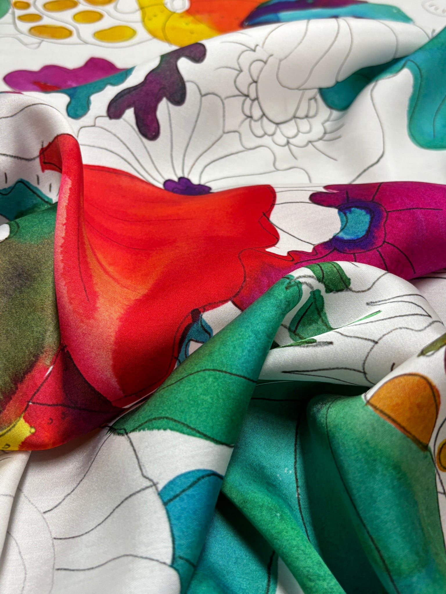 RV-9083W EXCLUSIVE MATISSE-INSPIRED FLORAL PRINT VISCOSE CHARMEUSE. ITALY