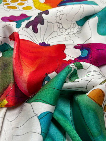RV-9083W EXCLUSIVE MATISSE-INSPIRED FLORAL PRINT VISCOSE CHARMEUSE. ITALY