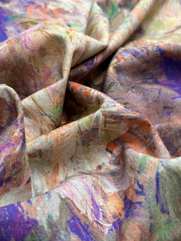 LI-9080W EXCLUSIVE MONET-INSPIRED FLORAL PRINT LINEN. ITALY