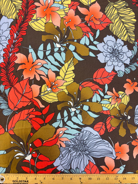 REF-110 FLORAL PRINT VISCOSE CREPE. ITALY. A CUT OF 1-5/8 YARDS.