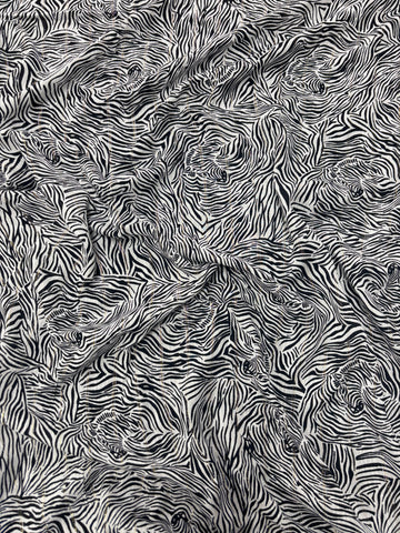 REF-109 ZEBRA PRINT VISCOSE LUREX CHALLIS. ITALY. A CUT OF 3-1/2 YARDS.