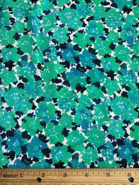 REF-116 FLORAL ABSTRACT PRINT VISCOSE CREPE HAND. ITALY. A CUT OF 7/8 OF A YARD.