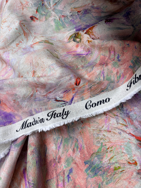 RV-9080W EXCLUSIVE MONET-INSPIRED FLORAL PRINT LINEN. ITALY