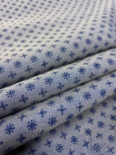 CD-9095W REVERSIBLE LIGHT WASH DENIM LOOK PRINTED COTTON CHAMBRAY. ITALY