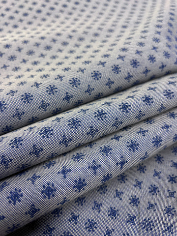 CD-9095W REVERSIBLE LIGHT WASH DENIM LOOK PRINTED COTTON CHAMBRAY. ITALY
