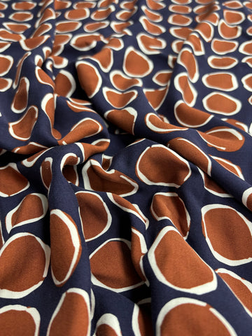REF-113 DOTTED PRINT VISCOSE CHALLIS. ITALY. A CUT OF 4 YARDS.