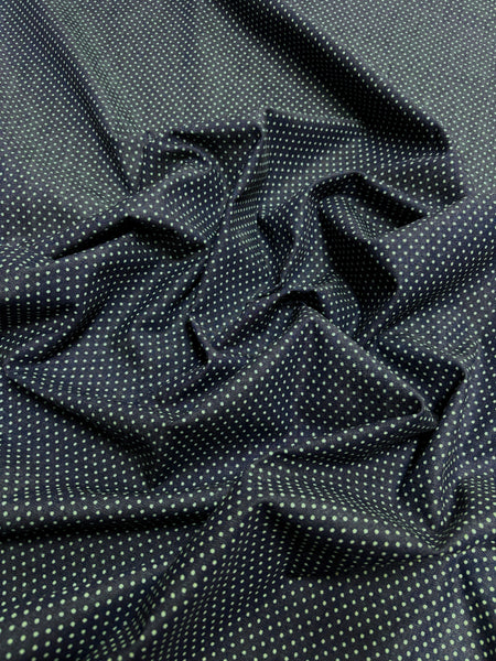 CD-9091W REVERSIBLE POLKA-DOT PRINT DENIM-LOOK COTTON CHAMBRAY. ITALY
