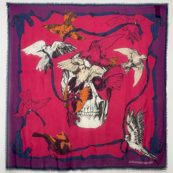 AM-3001 “BIRDS OF TWILIGHT" - ALEXANDER MCQUEEN DIGITAL PRINT SILK MODAL SCARF. MADE IN ITALY