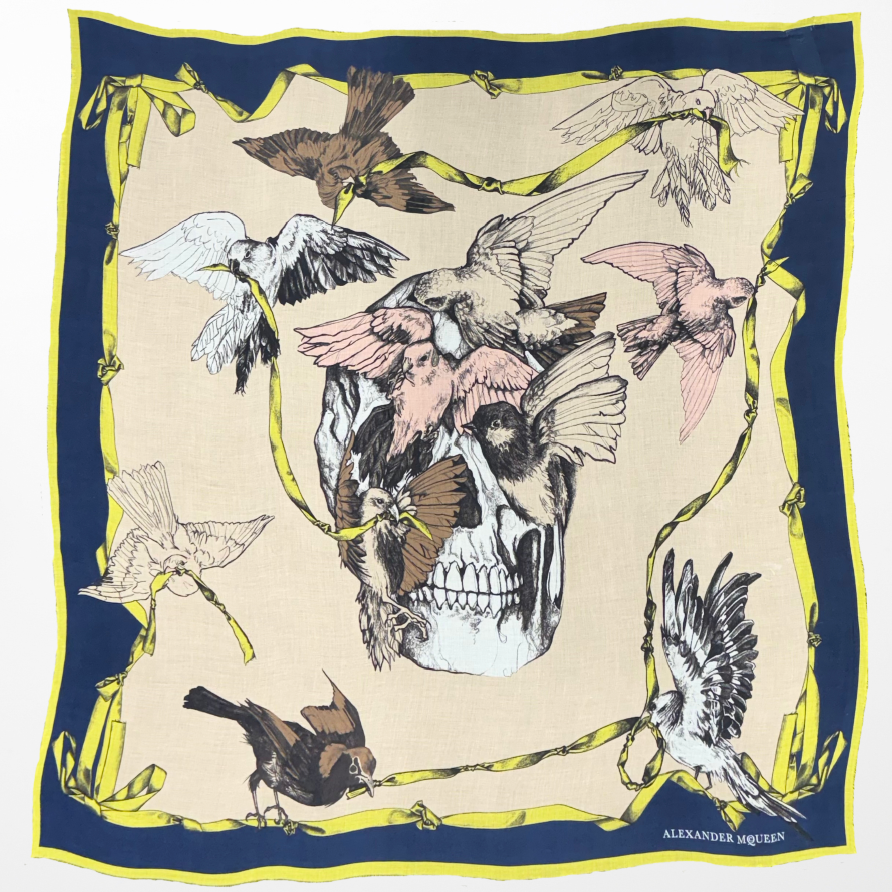 AM-3000 “BIRDS OF THE DUSK" - ALEXANDER MCQUEEN DIGITAL PRINT SILK MODAL SCARF. MADE IN ITALY