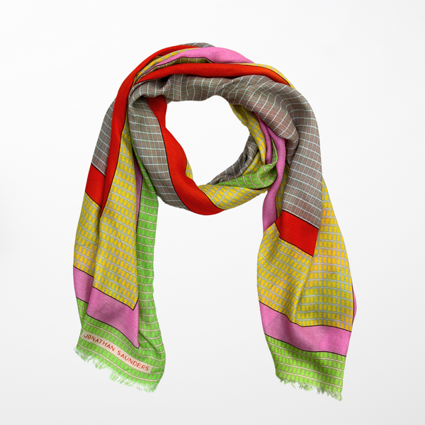 DS-1032 “COLOR MESH" - JONATHAN SAUNDERS DIGITAL PRINT CASHMERE MODAL SCARF. MADE IN ITALY