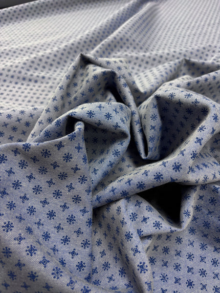 CD-9095W REVERSIBLE LIGHT WASH DENIM LOOK PRINTED COTTON CHAMBRAY. ITALY