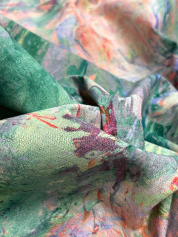 LI-9079W EXCLUSIVE MONET-INSPIRED FLORAL PRINT LINEN. ITALY