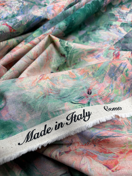 RV-9079W EXCLUSIVE MONET-INSPIRED FLORAL PRINT LINEN. ITALY