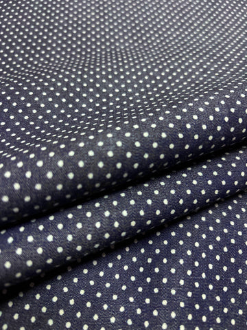 CD-9091W REVERSIBLE POLKA-DOT PRINT DENIM-LOOK COTTON CHAMBRAY. ITALY