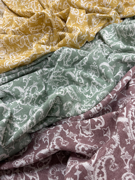 LI-9058W-B RETRO LOOK PAISLEY PRINT LINEN COTTON.
