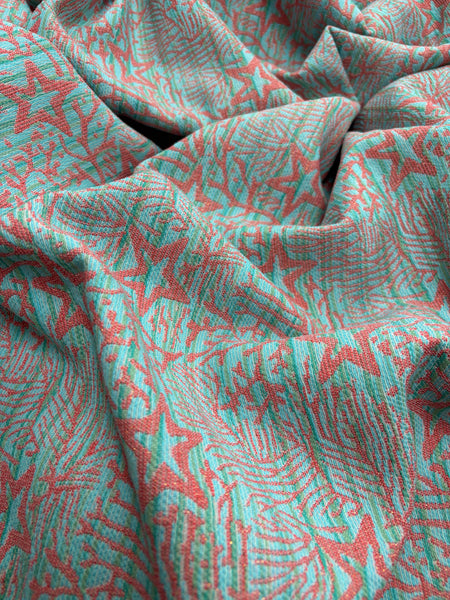 REF-102W REVERSIBLE METALLIC CORAL REEF DESIGN JACQUARD. FRANCE. A CUT OF 2.5 YARDS