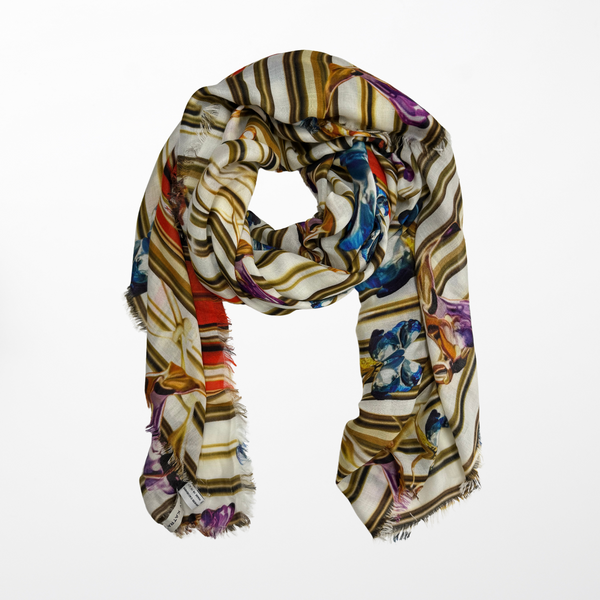 MK-2001 “GEM ENCHANTMENT" - MARY KATRANTZOU DIGITAL PRINT CASHMERE MODAL SCARF. MADE IN ITALY