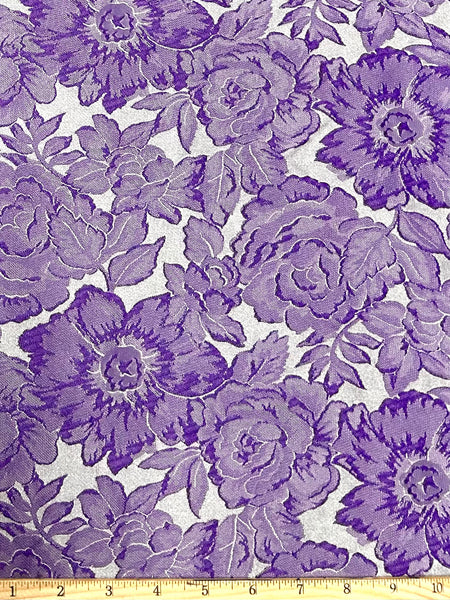 RIF-139 FLORAL PRINT JACQUARD SATIN FINISH. A CUT OF 2.5 YARDS. ITALY