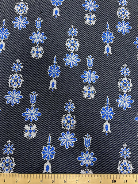 MB-9097W DENIM-LOOK NORDIC FLORAL DESIGN METALLIC JACQUARD. FRANCE