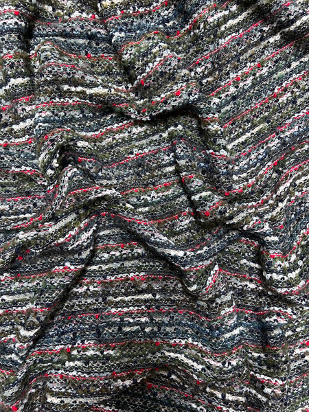 BFS-229 COLORFUL STRIPE WOOL BOUCLE KNIT. ITALY.