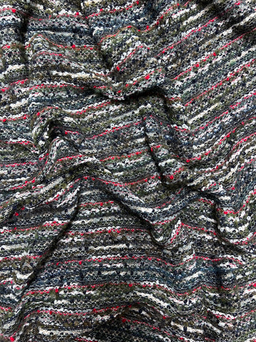 BFS-229 COLORFUL STRIPE WOOL BOUCLE KNIT. ITALY.