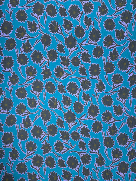 S-8024W TWILIGHT CHRYSENTHEMUM PRINT SILK VISCOSE CHARMEUSE. ITALY