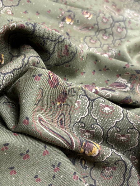 WC-9156W PASILEY PRINT WOOL SILK CHALLIS FLANNEL. ITALY