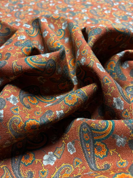 WC-9155W PAISLEY PRINT WOOL SILK CHALLIS FLANNEL. ITALY