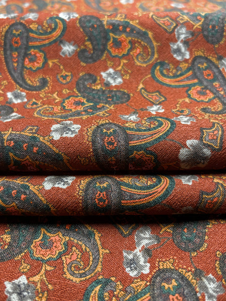 WC-9155W PAISLEY PRINT WOOL SILK CHALLIS FLANNEL. ITALY