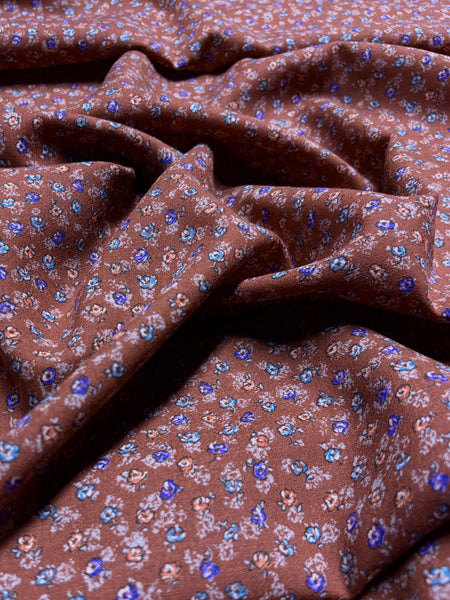 WC-9154W LIBERTY FLORAL PRINT WOOL SILK CHALLIS FLANNEL. ITALY