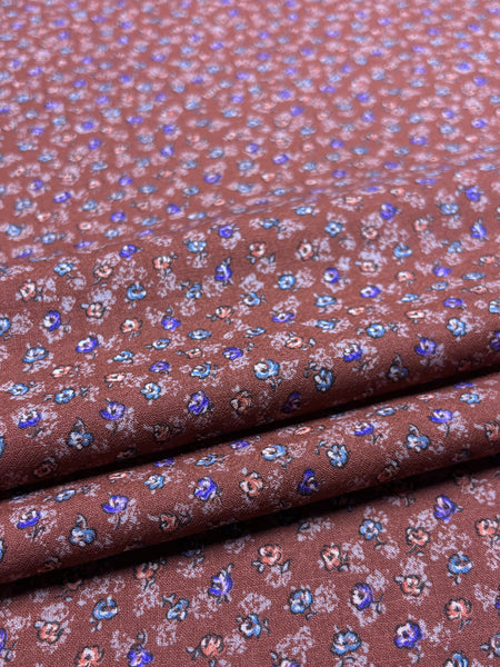 WC-9154W LIBERTY FLORAL PRINT WOOL SILK CHALLIS FLANNEL. ITALY