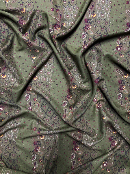 WC-9156W PASILEY PRINT WOOL SILK CHALLIS FLANNEL. ITALY