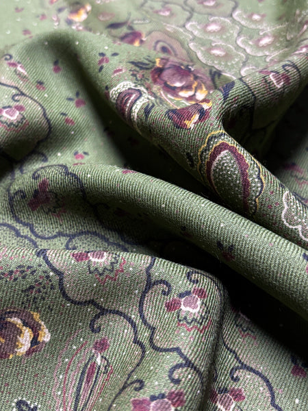 WC-9156W PASILEY PRINT WOOL SILK CHALLIS FLANNEL. ITALY