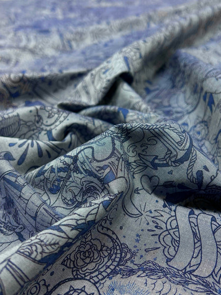 CP-8046W DEEP SEA PRINT COTTON CHAMBRAY. LEGGIUNO. ITALY