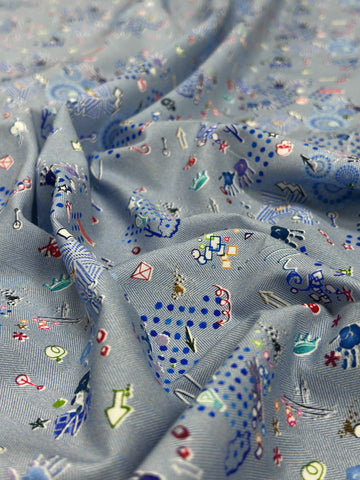 CP-8052W WHIMSICAL DOODLE PRINT COTTON POPLIN. LEGGIUNO. ITALY