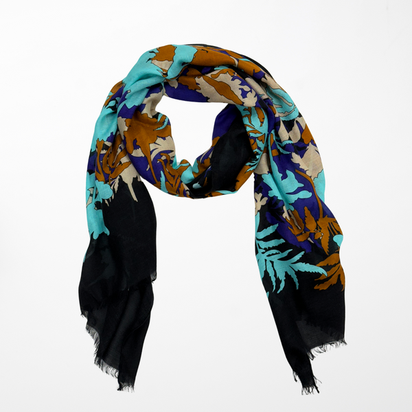 DS-1031 “NEBULA FLORA" - JONATHAN SAUNDERS DIGITAL PRINT CASHMERE MODAL SCARF. MADE IN ITALY