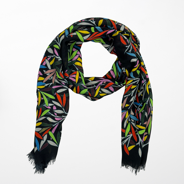 DS-1030 “RAINBOW FERNS" - JONATHAN SAUNDERS DIGITAL PRINT CASHMERE MODAL SCARF. MADE IN ITALY