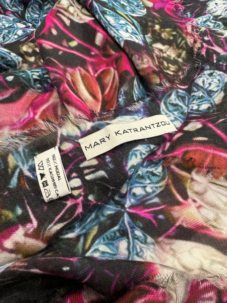 MK-2003 “ROYAL FOLIAGE" - MARY KATRANTZOU DIGITAL PRINT CASHMERE MODAL SCARF. MADE IN ITALY