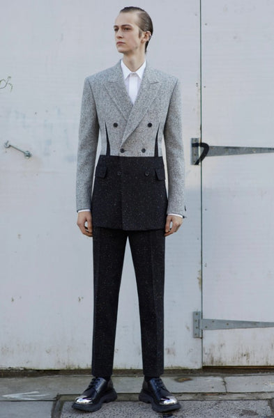 WC-9150W DESIGNER VIRGIN WOOL SILK FLAT PIN BOUCLE. ALEXANDER MCQUEEN. ITALY