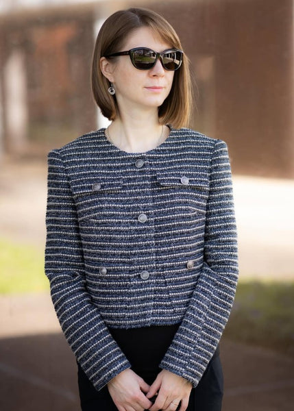 WC-7422W CHANEL LOOK WOOL METALLIC BOUCLE COATING. ITALY