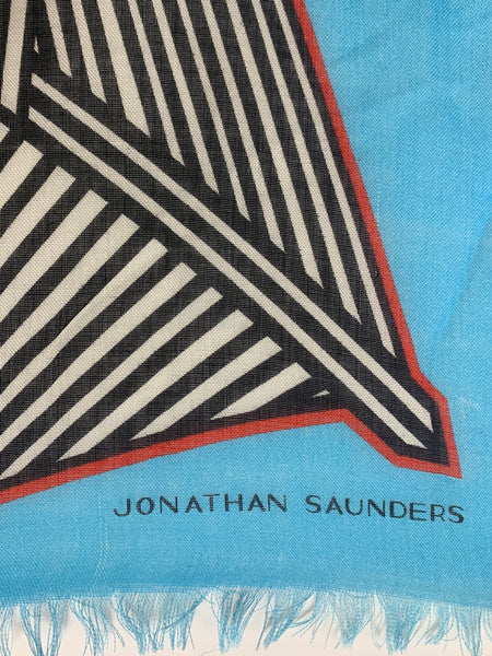DS-1012-A "SKY ORIGAMI" - JONATHAN SAUNDERS DIGITAL PRINT CASHMERE SILK SCARF. MADE IN ITALY