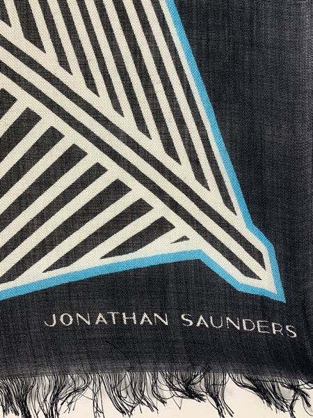 DS-1013 "RAVEN ORIGAMI" - JONATHAN SAUNDERS DIGITAL PRINT CASHMERE SILK SCARF. MADE IN ITALY