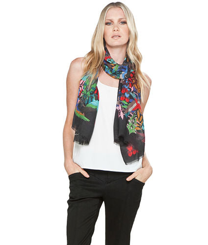 DS-1003 "GREEN VALLEY" - JONATHAN SAUNDERS DIGITAL PRINT CASHMERE MODAL SCARF. MADE IN ITALY