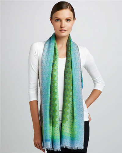 DS-1003 "GREEN VALLEY" - JONATHAN SAUNDERS DIGITAL PRINT CASHMERE MODAL SCARF. MADE IN ITALY