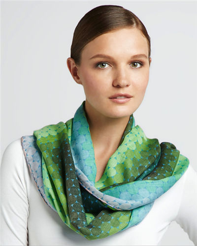 DS-1003 "GREEN VALLEY" - JONATHAN SAUNDERS DIGITAL PRINT CASHMERE MODAL SCARF. MADE IN ITALY