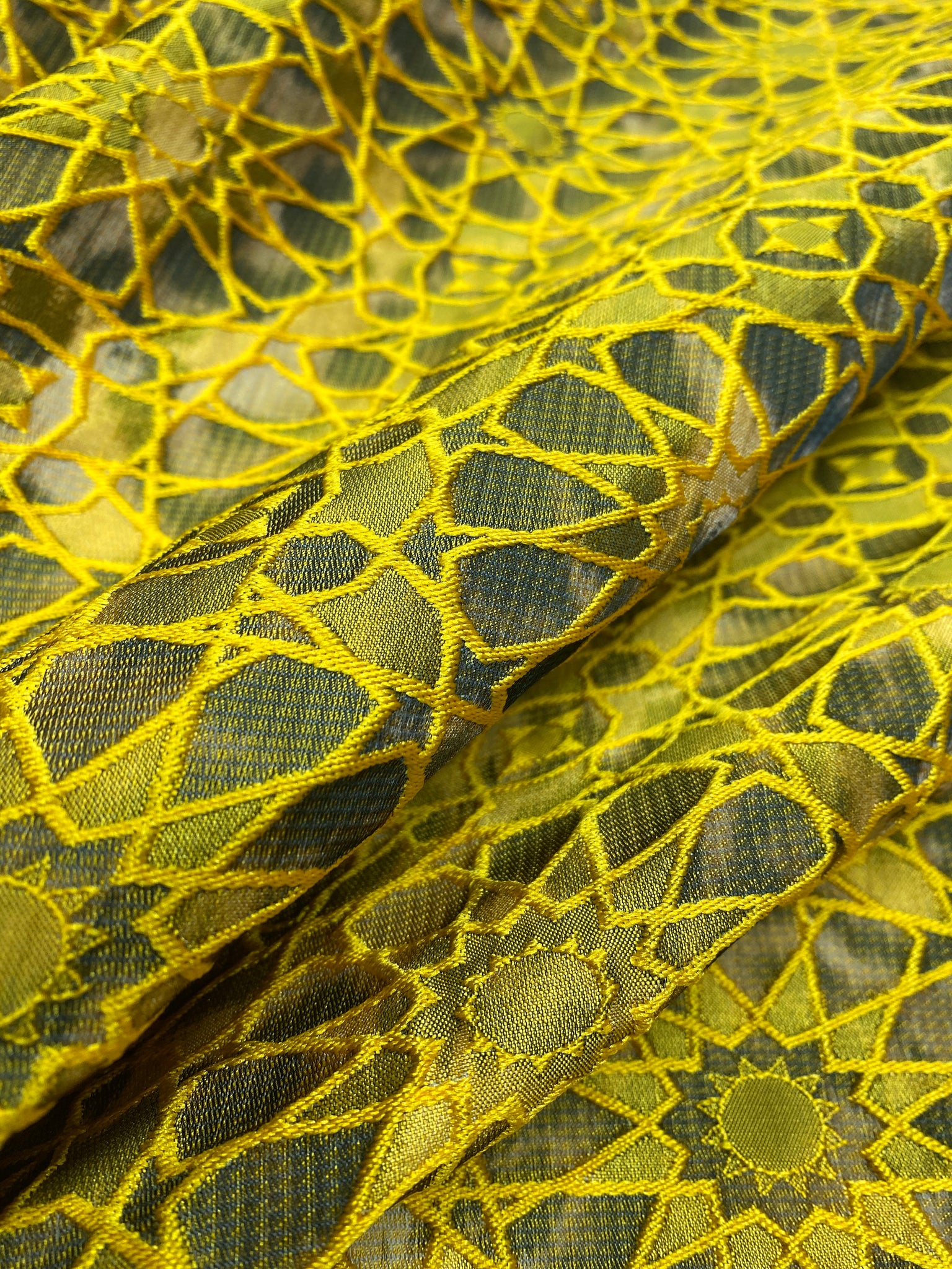Italian jacquard in vibrant yellow color